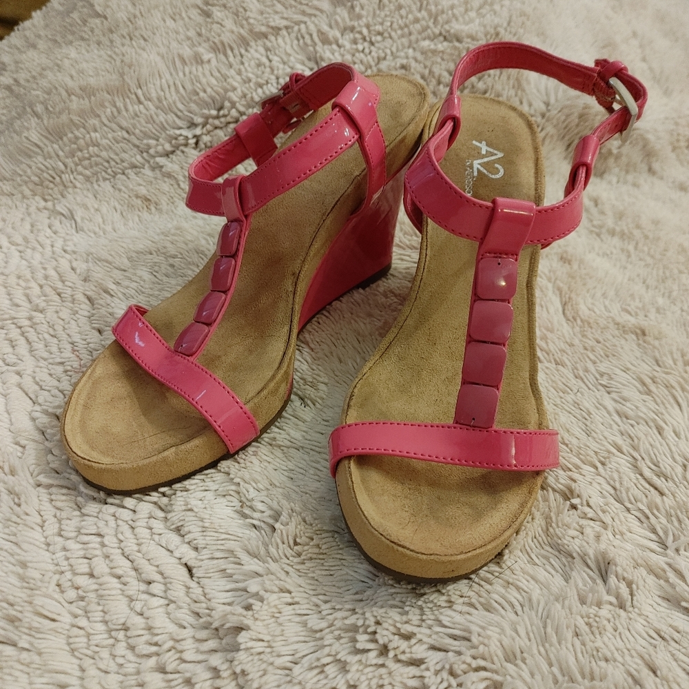 Women's 4inch hot pink wedge shoes